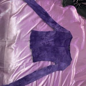purple tie dye zip up crop top